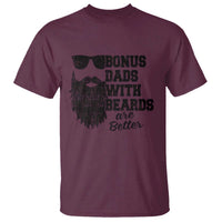 Bonus Dads With Beards Are Better T Shirt Retro Step Dad Fathers Day