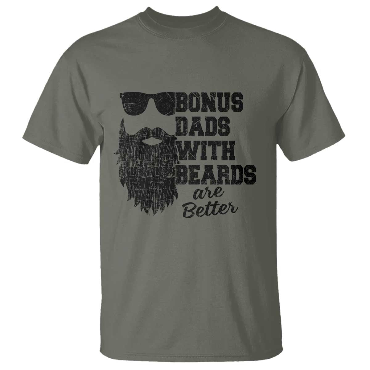Bonus Dads With Beards Are Better T Shirt Retro Step Dad Fathers Day
