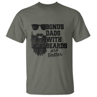 Bonus Dads With Beards Are Better T Shirt Retro Step Dad Fathers Day