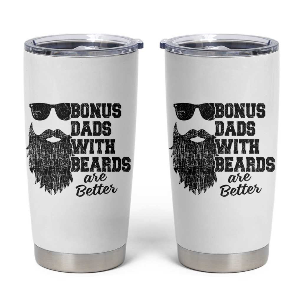 Bonus Dads With Beards Are Better Tumbler Cup Retro Step Dad Fathers Day