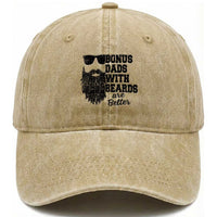 Bonus Dads With Beards Are Better Washed Cotton Baseball Cap Retro Step Dad Fathers Day