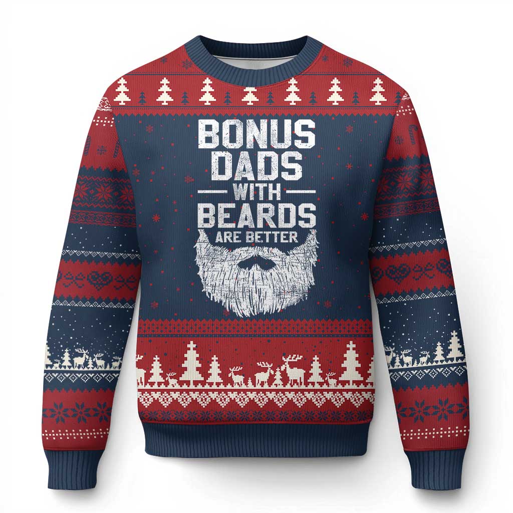 Bonus Dads With Beards Are Better Ugly Christmas Sweater Funny Stepdad Stepfather Fathers Day