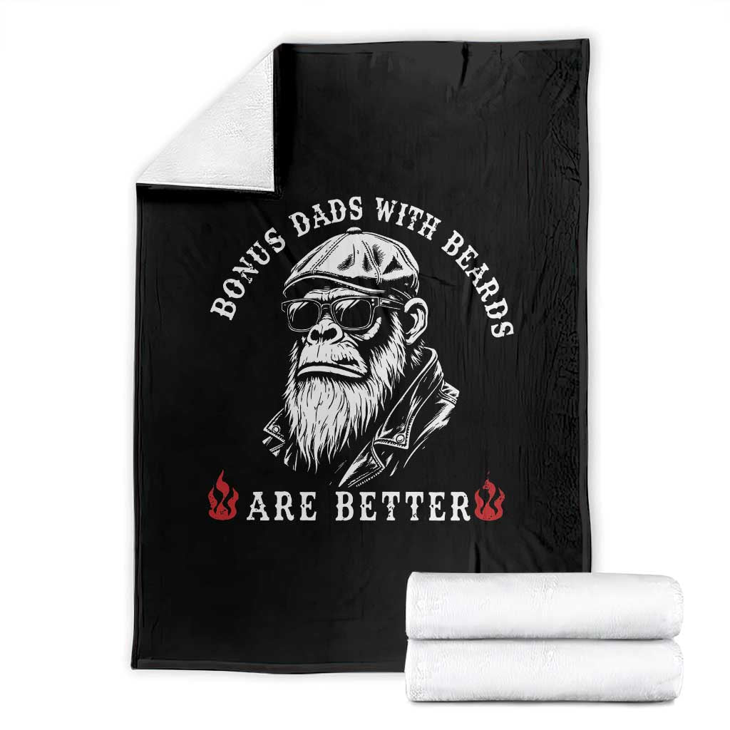 Bonus Dad Gifts Throw Blanket Retro Bigfoot Stepdad With Beards Are Better