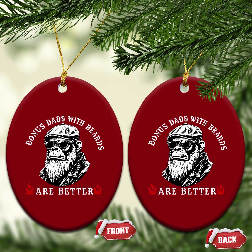 Bonus Dad Gifts Ceramic Ornament Retro Bigfoot Stepdad With Beards Are Better