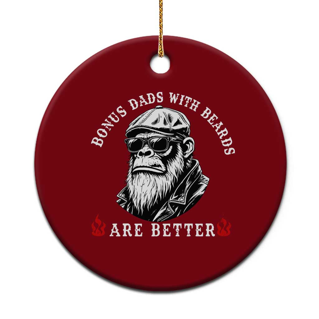 Bonus Dad Gifts Ceramic Ornament Retro Bigfoot Stepdad With Beards Are Better