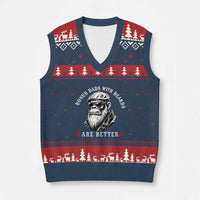 Bonus Dad Gifts V-Neck Knit Sweater Vest Retro Bigfoot Stepdad With Beards Are Better