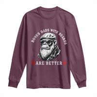 Bonus Dad Gifts Long Sleeve Shirt Retro Bigfoot Stepdad With Beards Are Better