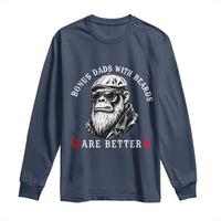 Bonus Dad Gifts Long Sleeve Shirt Retro Bigfoot Stepdad With Beards Are Better