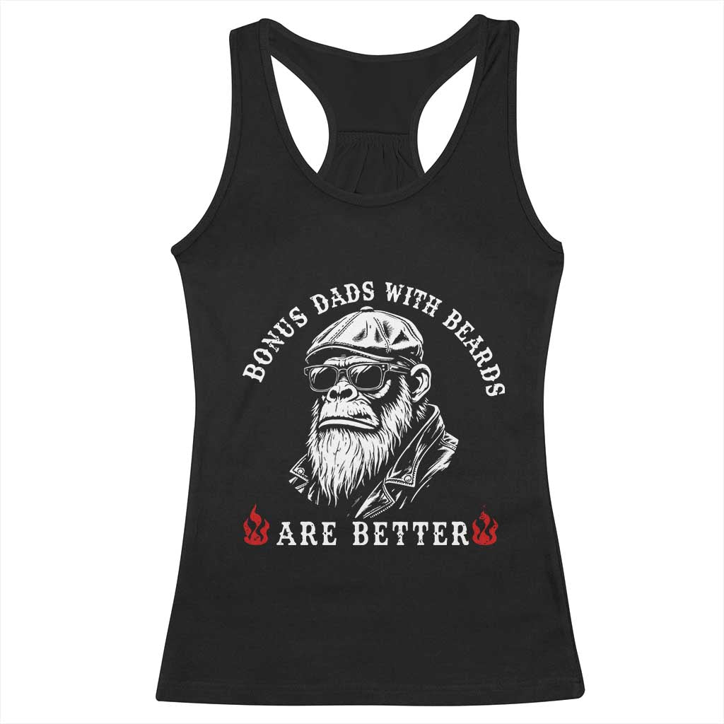 Bonus Dad Gifts Racerback Tank Top Retro Bigfoot Stepdad With Beards Are Better