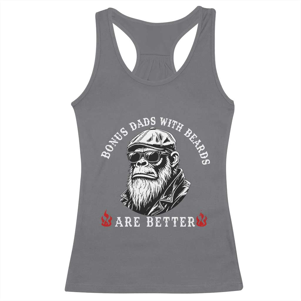 Bonus Dad Gifts Racerback Tank Top Retro Bigfoot Stepdad With Beards Are Better