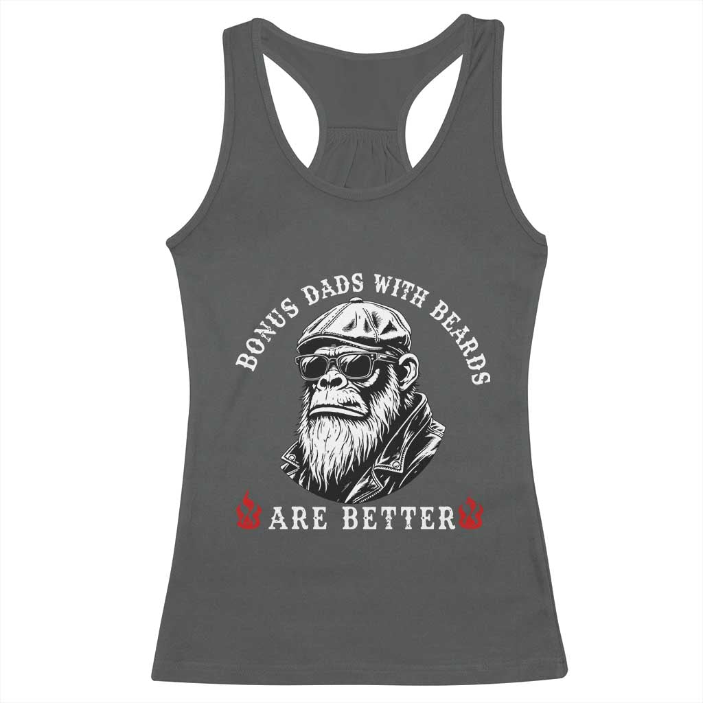 Bonus Dad Gifts Racerback Tank Top Retro Bigfoot Stepdad With Beards Are Better