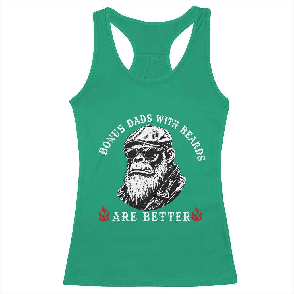 Bonus Dad Gifts Racerback Tank Top Retro Bigfoot Stepdad With Beards Are Better