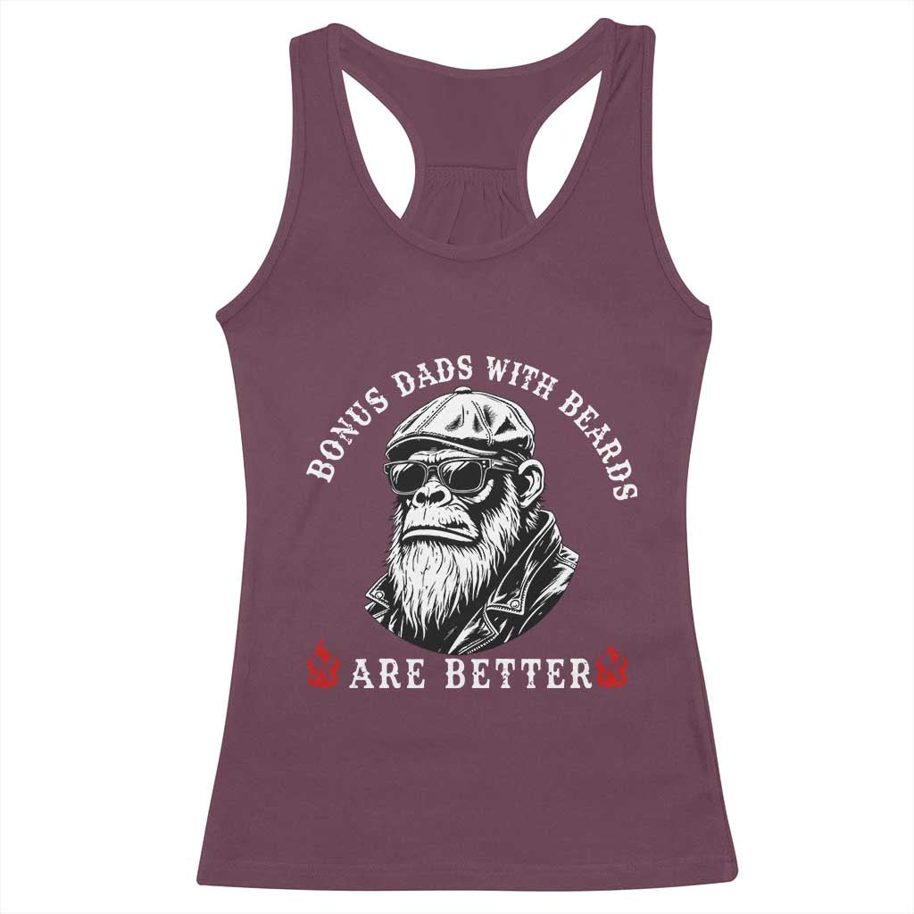 Bonus Dad Gifts Racerback Tank Top Retro Bigfoot Stepdad With Beards Are Better