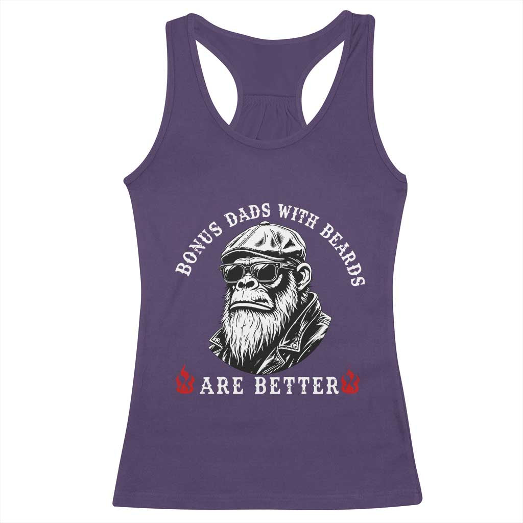 Bonus Dad Gifts Racerback Tank Top Retro Bigfoot Stepdad With Beards Are Better