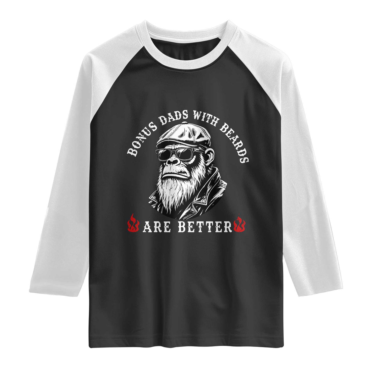 Bonus Dad Gifts Raglan Shirt Retro Bigfoot Stepdad With Beards Are Better
