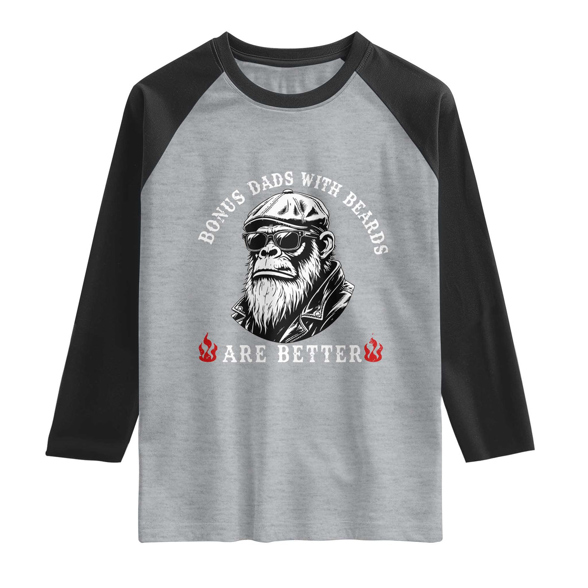Bonus Dad Gifts Raglan Shirt Retro Bigfoot Stepdad With Beards Are Better