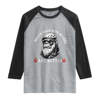 Bonus Dad Gifts Raglan Shirt Retro Bigfoot Stepdad With Beards Are Better