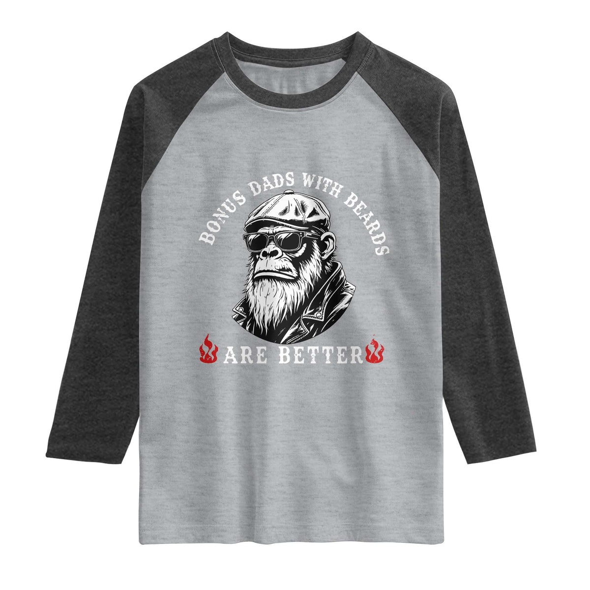 Bonus Dad Gifts Raglan Shirt Retro Bigfoot Stepdad With Beards Are Better