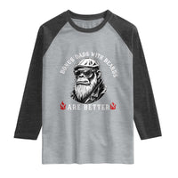 Bonus Dad Gifts Raglan Shirt Retro Bigfoot Stepdad With Beards Are Better