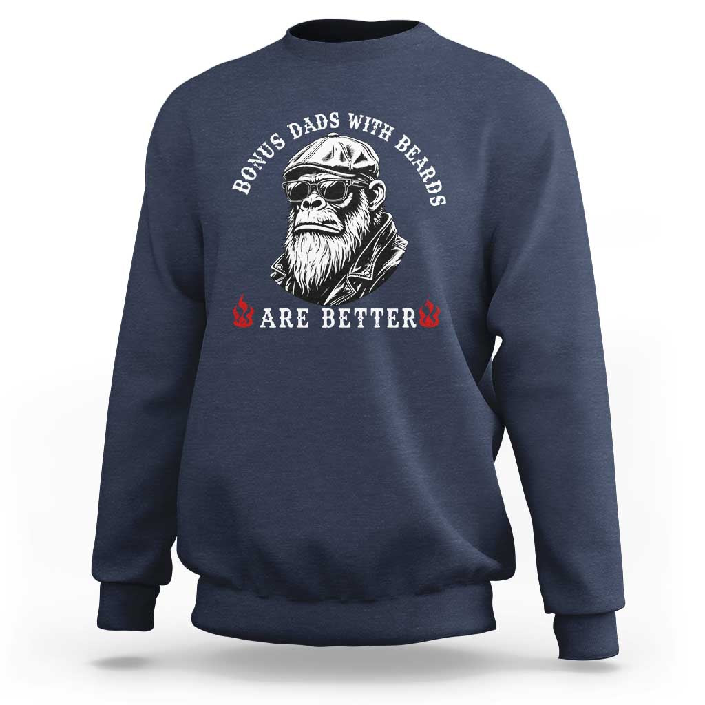 Bonus Dad Gifts Sweatshirt Retro Bigfoot Stepdad With Beards Are Better