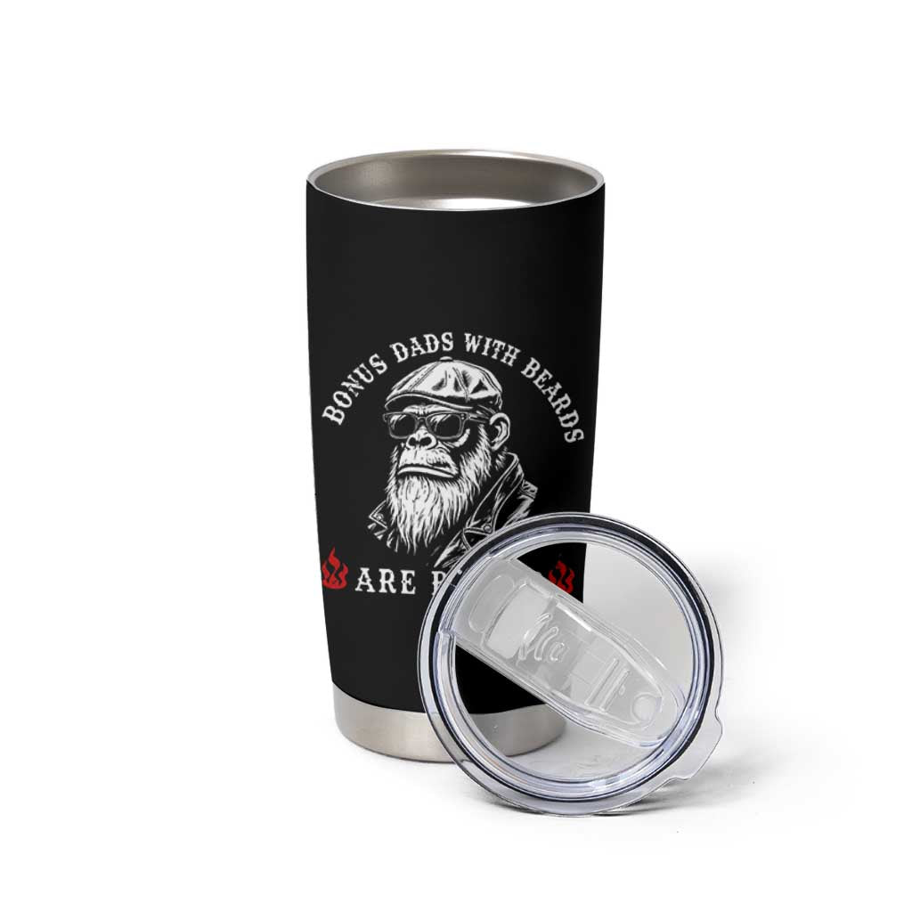 Bonus Dad Gifts Tumbler Cup Retro Bigfoot Stepdad With Beards Are Better