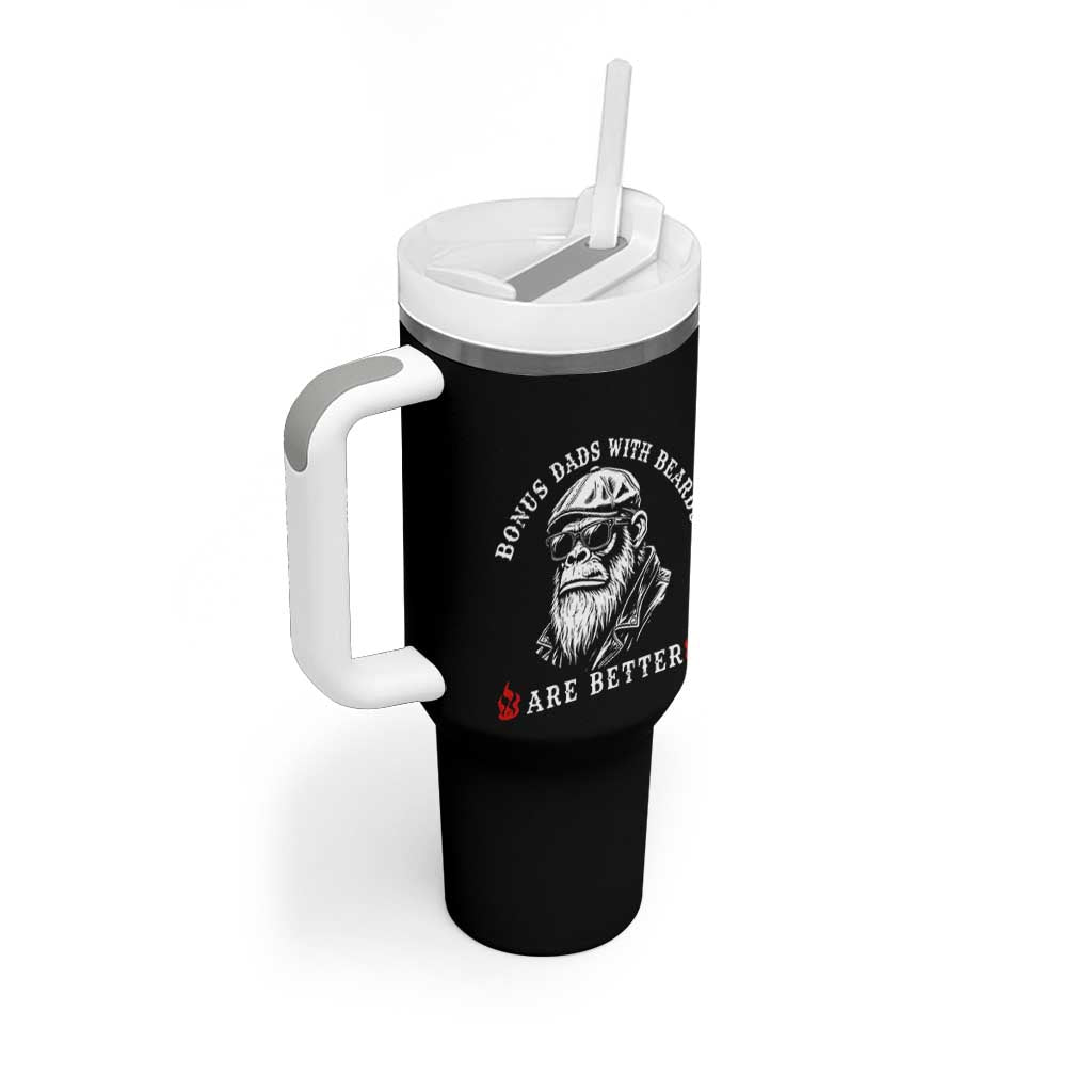 Bonus Dad Gifts Tumbler With Handle Retro Bigfoot Stepdad With Beards Are Better