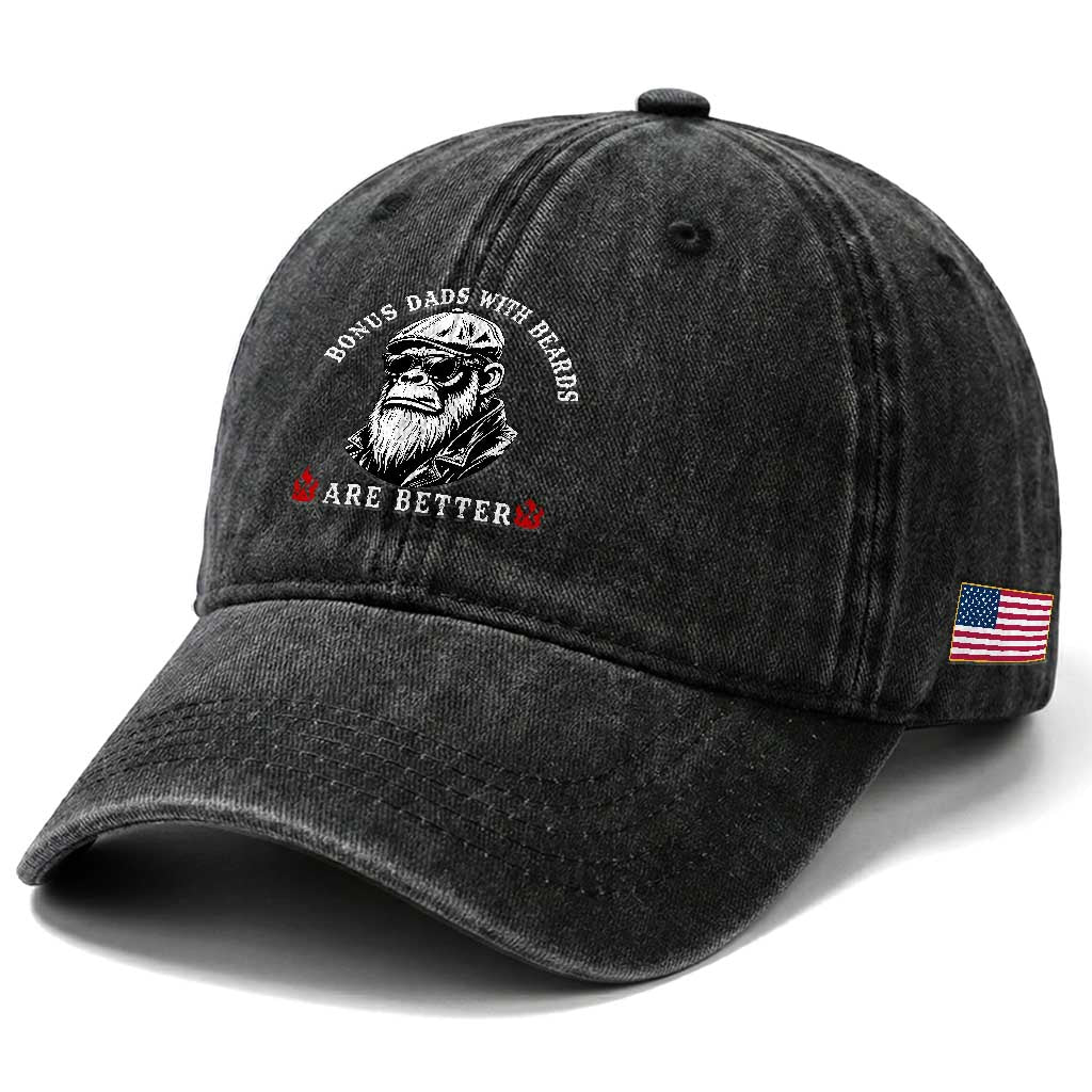 Bonus Dad Gifts Washed Cotton Baseball Cap Retro Bigfoot Stepdad With Beards Are Better