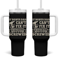 Funny Stepdad Tumbler With Handle Retro If Bonus Dad Cant Fix It Were All Screwed