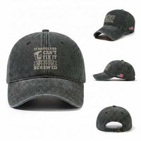 Funny Stepdad Washed Cotton Baseball Cap Retro If Bonus Dad Cant Fix It Were All Screwed