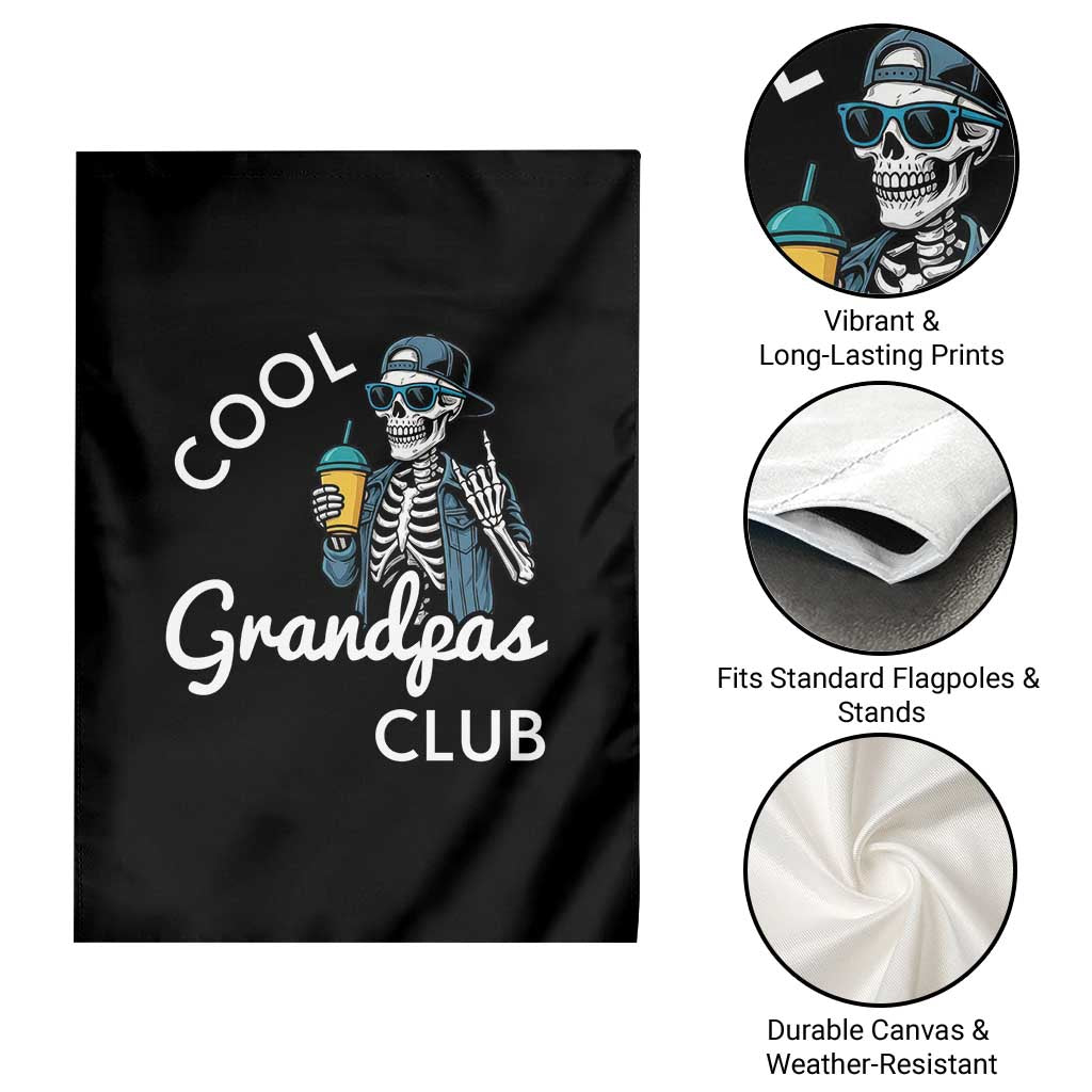 Cool Grandpas Club Garden Flag Fathers Day Best Grandpa Skeleton