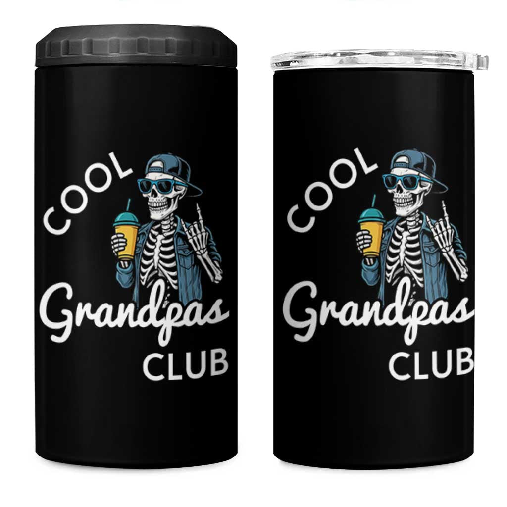 Cool Grandpas Club 4 in 1 Can Cooler Tumbler Fathers Day Best Grandpa Skeleton