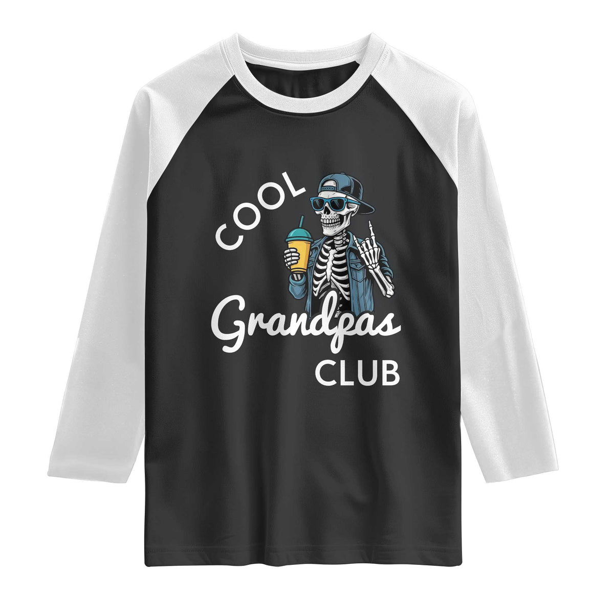 Cool Grandpas Club Raglan Shirt Fathers Day Best Grandpa Skeleton