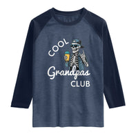 Cool Grandpas Club Raglan Shirt Fathers Day Best Grandpa Skeleton