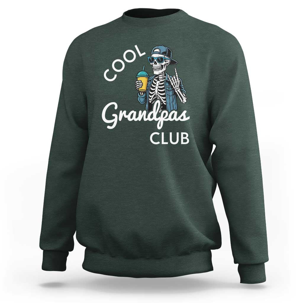 Cool Grandpas Club Sweatshirt Fathers Day Best Grandpa Skeleton