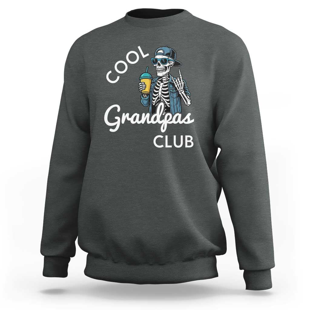 Cool Grandpas Club Sweatshirt Fathers Day Best Grandpa Skeleton