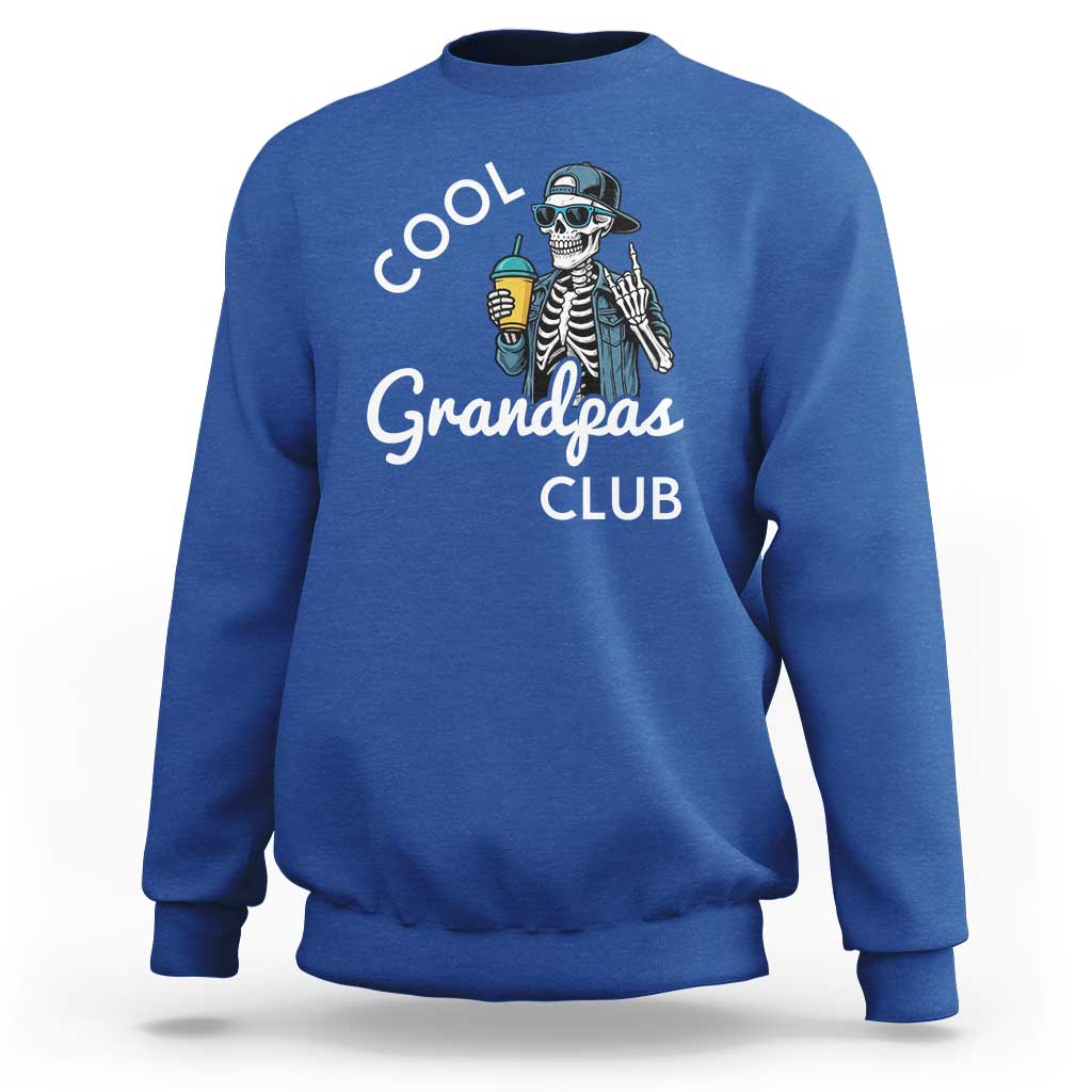 Cool Grandpas Club Sweatshirt Fathers Day Best Grandpa Skeleton