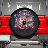 Christmas In July 250 Years 1776 2026 Patriotic Santa Flamingo Float Summer Xmas Spare Tire Cover