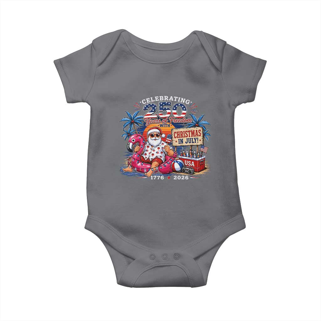 Christmas In July 250 Years 1776 2026 Patriotic Santa Flamingo Float Summer Xmas Baby Onesie