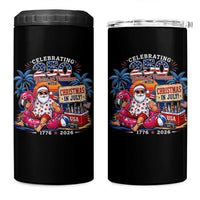Christmas In July 250 Years 1776 2026 Patriotic Santa Flamingo Float Summer Xmas 4 in 1 Can Cooler Tumbler