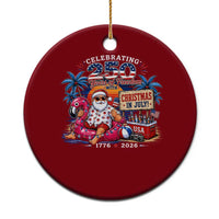 Christmas In July 250 Years 1776 2026 Patriotic Santa Flamingo Float Summer Xmas Ceramic Ornament