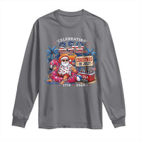 Christmas In July 250 Years 1776 2026 Patriotic Santa Flamingo Float Summer Xmas Long Sleeve Shirt
