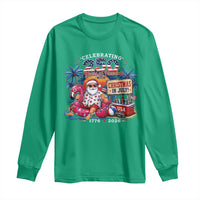 Christmas In July 250 Years 1776 2026 Patriotic Santa Flamingo Float Summer Xmas Long Sleeve Shirt