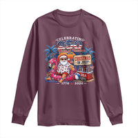 Christmas In July 250 Years 1776 2026 Patriotic Santa Flamingo Float Summer Xmas Long Sleeve Shirt