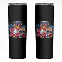 Christmas In July 250 Years 1776 2026 Patriotic Santa Flamingo Float Summer Xmas Skinny Tumbler