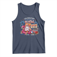 Christmas In July 250 Years 1776 2026 Patriotic Santa Flamingo Float Summer Xmas Tank Top