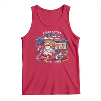 Christmas In July 250 Years 1776 2026 Patriotic Santa Flamingo Float Summer Xmas Tank Top