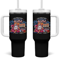 Christmas In July 250 Years 1776 2026 Patriotic Santa Flamingo Float Summer Xmas Tumbler With Handle