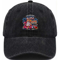 Christmas In July 250 Years 1776 2026 Patriotic Santa Flamingo Float Summer Xmas Washed Cotton Baseball Cap