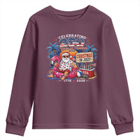 Christmas In July 250 Years 1776 2026 Patriotic Santa Flamingo Float Summer Xmas Youth Sweatshirt