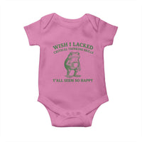Sarcastic Overthinking Frog Coffee Meme Baby Onesie Wish I Lacked Critical Thinking Skills Y'all Seem So Happy